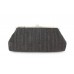 Evening Bag - Braided Straw Like w/ Metal Frame - Black - BG-92069B